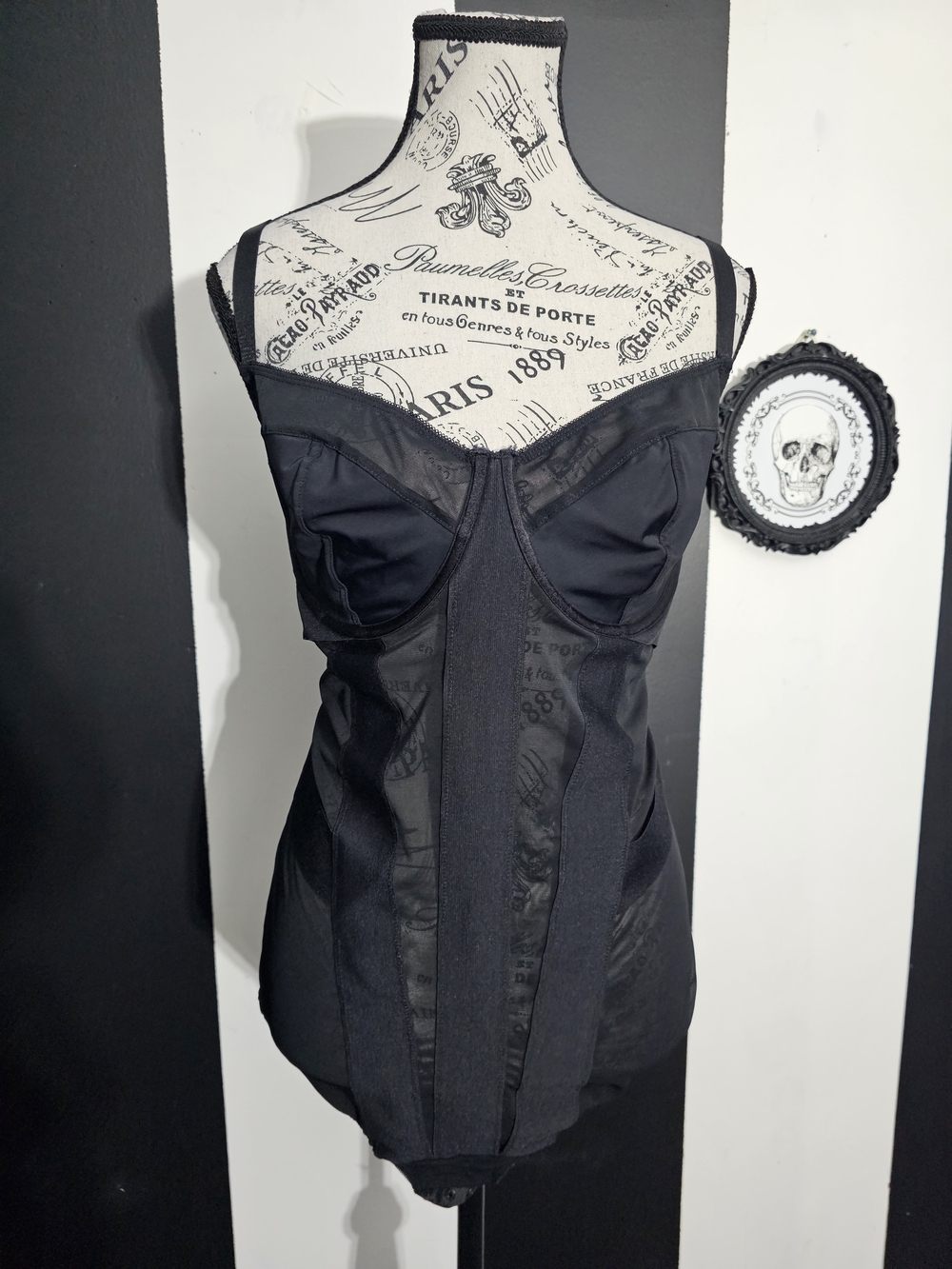 torrid Black Sheer-Panel Bustier Bodysuit